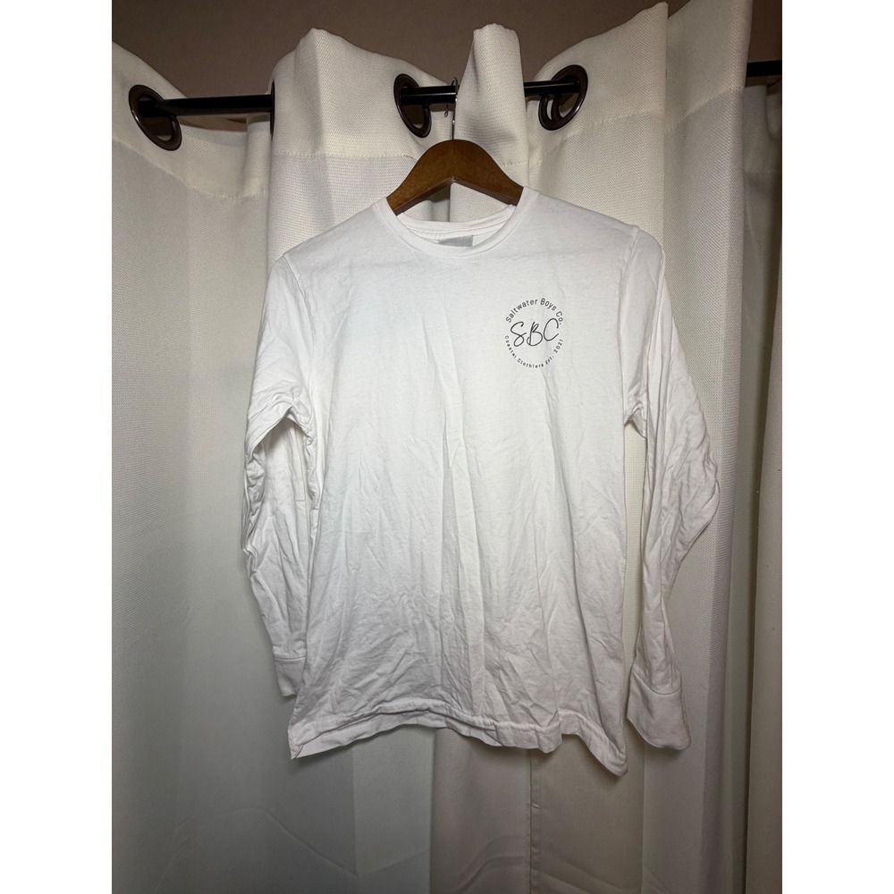 Saltwater Boys Co Merry & Bright Reindeer Youth Long Sleeve T-Shirt White Size L